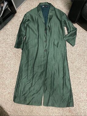 Zara Long blazer style coat-forest green- Classic Single-Breasted Coat